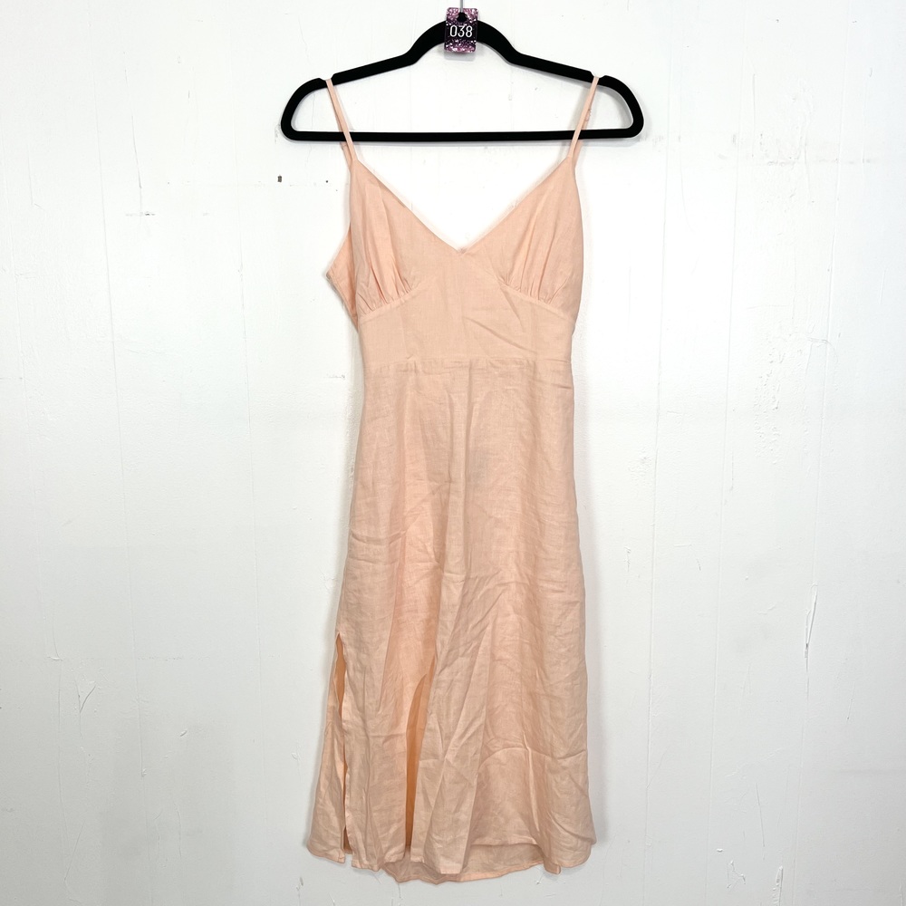 NWT Forever 21 Peach Linen Blend Midi Dress Jrs Small XS